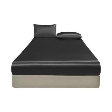 Imagem de Lençol De Cama Elástico Impermeável Preto Dourado Branco Antiderrapant