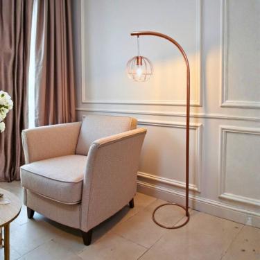 Imagem de Luminária de Chão Abajur Nívia Metal Cúpula Aramada Design Industrial Retrô Elegância Modernidade