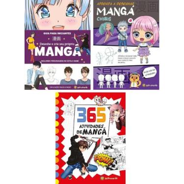 Imagem de Kit 3 Livros Desenhe e Crie o seu Mangá: Aprenda a Desenhar Chibis, Ma