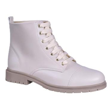 Imagem de Bota Coturno Feminina Tratorada Blogueira Plataforma (Off White, BR, Adulto, Numérico, 39)