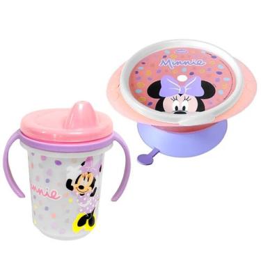 Imagem de Kit Papinha Pratinho com Ventosa e Caneca com Alça da Minnie - Plasúti