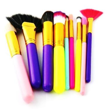 Imagem de Kit Pincel Super Macio Para Maquiagem Com 10 Unidades - 15Cm