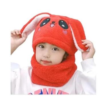 Imagem de Balaclava Infantil De Inverno Em Veludo Coral Com Desenho De Coelho, C