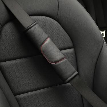 Imagem de Bielpord Conjunto de capa de cinto de segurança automática macia almofada de ombro para cinto de segurança 2 peças para uma condução mais confortável compatível com todos os carros preto