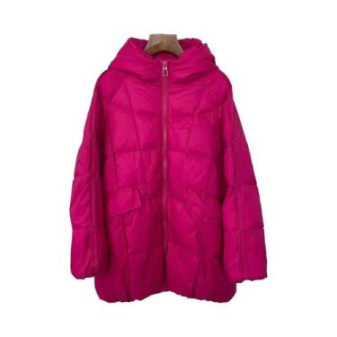 Imagem de Jaqueta Feminina plus Size Com Capuz De Plumas De Pato Brancas, Casaco