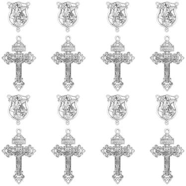 Imagem de SUNNYCLUE 1 caixa, 20 peças, pingente de cruz de rosário, pingentes de cruz prateada, estilo tibetano, lustre, ligações, componentes, crucifixo de Páscoa, pingentes para fazer joias, colar, pulseira