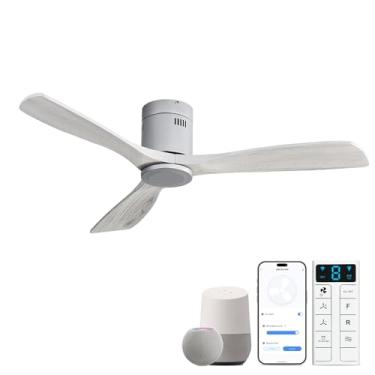Imagem de Sofucor Ventilador de teto inteligente de 52 polegadas sem luzes, ventilador de teto de madeira maciça com Alexa/Google Assistant/APP/controle remoto - ventiladores de teto externos modernos sem luz
