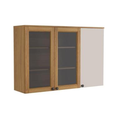 Imagem de Armário Aéreo De Cozinha 120 Cm 3 Portas Serena Bertolini Lunar Grey/carvalho Xingu