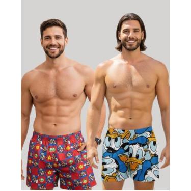 Imagem de Kit 2 Samba Canção Masculino Estampado Confortável  Tecido Macio, Cint