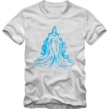 Imagem de Camiseta Orixá Iemanjá Umabanda Candomblé Axé - BLACKCHIC, Branco, Azu