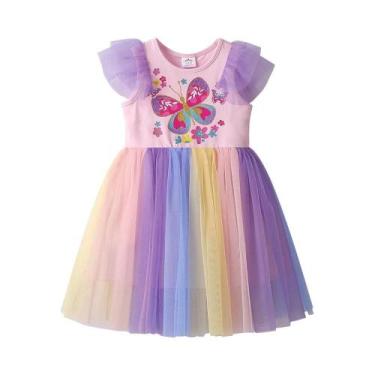 Imagem de Vestido De Princesa Sem Mangas Para Meninas Com Rendas E Estampa De Bo