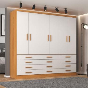 Imagem de Guarda-Roupa Casal New Mônaco 6 Portas 12 Gavetas Cinnamomo/Branco - Evidência Móveis