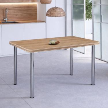 Imagem de Mesa de Jantar 6 Lugares Retangular Base Cromada Tampo de Mdp/bp Mel