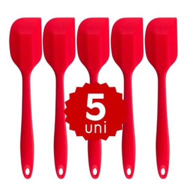 Imagem de Kit Espátula Reta de Silicone Resistente Flexível Cozinhar Confeitar -