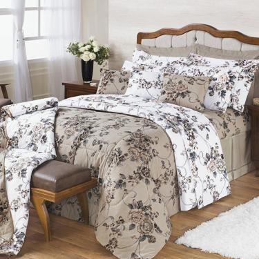 Imagem de Kit Edredom Desire Casal King Size 5 Peças Percal 200 Fios 100% Algodão - Estampa Samara
