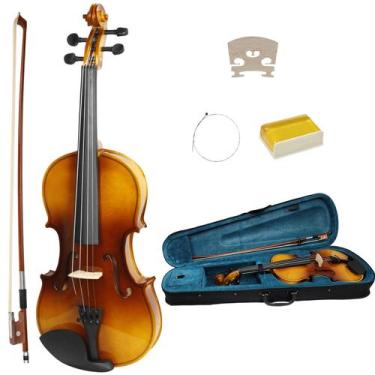 Imagem de Violino Acústico Regulado Por Luthier Madeira 4 4 Breu Cavalete Estojo