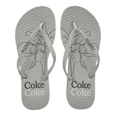 Imagem de Chinelo Coca Cola Feminino Sandália Dedo Estampa Versalhes CC4594 Caramelo-Feminino
