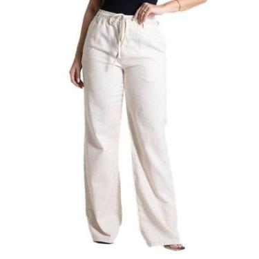 Imagem de Calça Linho Sawary Wide Leg - 281185 - Bege 44-Feminino