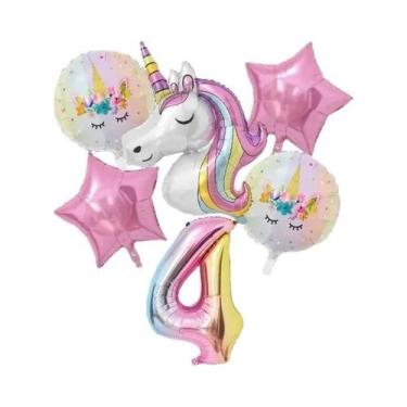 Imagem de Decorações Para Festa De Aniversário De 1 Ano Com Tema De Unicórnio Ar