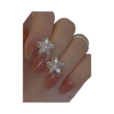 Imagem de Brincos De Zircônia Em Forma De Flor De Cinco Pétalas, Moda Feminina J