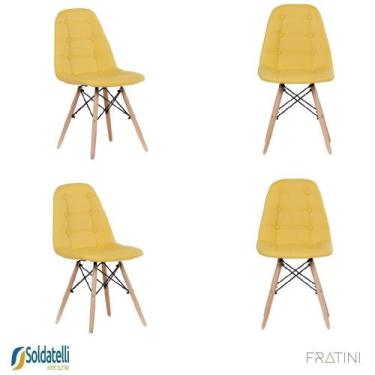 Imagem de Kit 4 Cadeiras Madrid PU Várias Cores - Fratini, Amarelo