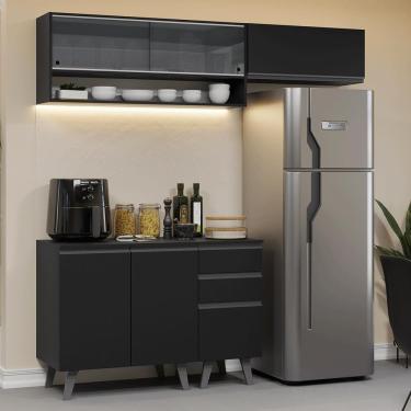 Imagem de Armário De Cozinha Compacta 200cm Preto Nice Madesa 14 Preto