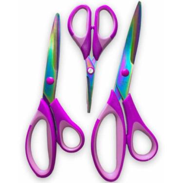 Imagem de Kit Tesoura de Titânio Profissional 3 Unidades A MELHOR DO MERCADO - o