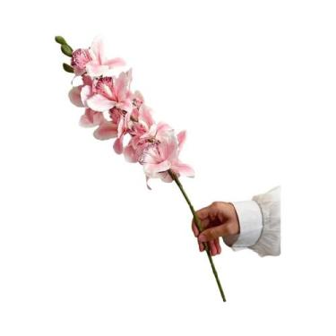Imagem de Orquídea Cymbidium Artificial De 35 Polegadas Com Haste De Seda, Flore