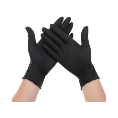 Imagem de Luvas De Nitrilo Pretas Descartáveis, Grossas, Sem Pó, Texturizadas Pa