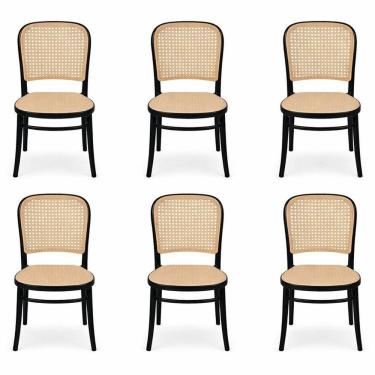 Imagem de Kit com 6 Cadeiras Amis em Polipropileno Preto/Bege