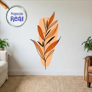 Imagem de Adesivo Floral Boho Laranja Estilo Nórdico 63x120 Minimalista Mod.03