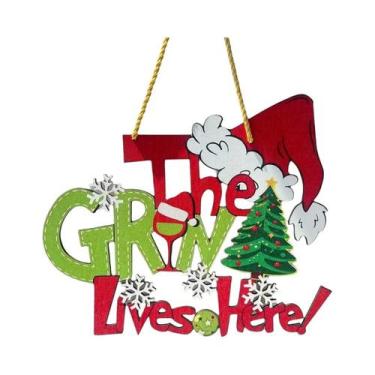 Imagem de Enfeite De Natal Em Madeira Com Chapéu De Papai Noel E Floco De Neve P