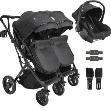 Imagem de Carrinho Kiddo para Gemeos com Bebe Conforto Colinho Vox II Preto