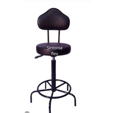 Imagem de Cadeira mocho caixa alta Verona com L duplo base de ferro fixa corano preto