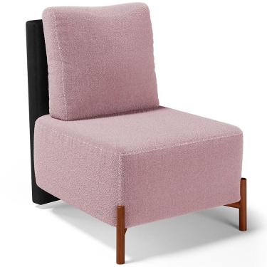 Imagem de Poltrona Decorativa Hungria L02 Couríssimo Corino Fibra Siliconada Preto Rosa Lyam Decor