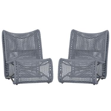 Imagem de Kit 2 Poltronas Texas Corda Náutica Para Varanda E Jardim Prata Trama Original