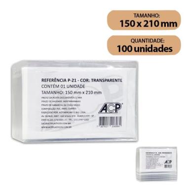 Imagem de Protetor Porta Documentos com Aba Acp 150x210mm P-21 C/100