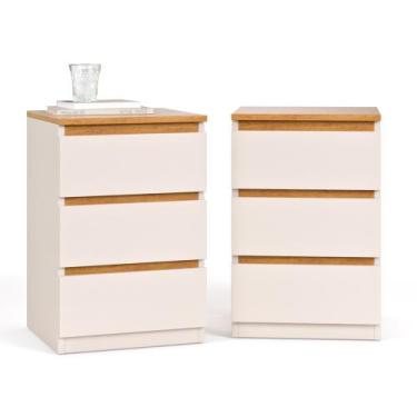 Imagem de Mini Cômoda Para Quarto e Escritório Pequim com 3 Gavetas  Kit com 2 U