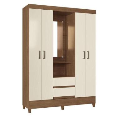 Imagem de Guarda Roupa Solteiro 4 Portas Com Pés Capelinha Fit Jequitibá Off Ace