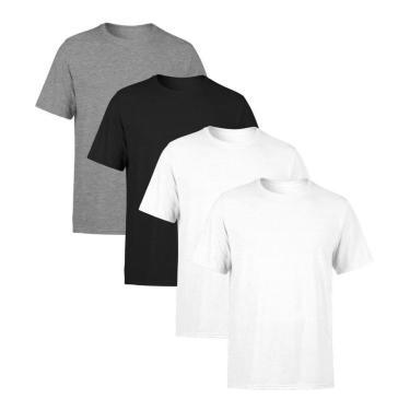 Imagem de Kit 4 Camisetas Masculina Lisa Premium 100% Algodão-Masculino