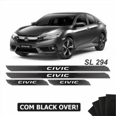 Imagem de Kit Soleira Diamante Honda Civic G10 Com Black Over Sl294 - Resitank
