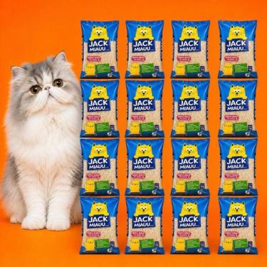 Imagem de Kit 16kg Areia Gato Biodegradável Mandioca Grão Fino Torrão - Jack Mia
