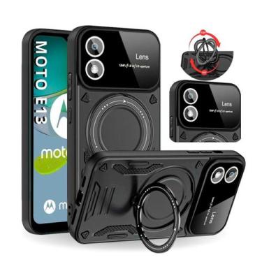 Imagem de Capa Moto E13 Armor Magnética com Suporte 360 e Proteção de Câmera Cap