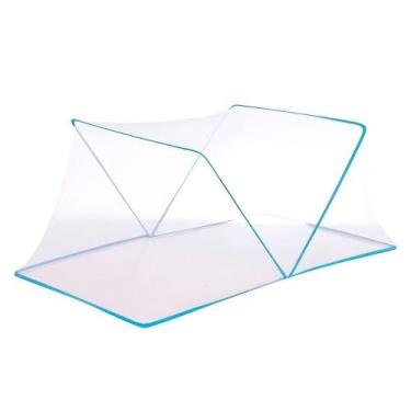 Imagem de Mosquiteiro Cama Casal Queen Tenda Portátil Dobrável Prática Azul - GR