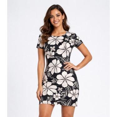 Imagem de Vestido Básico Com Gola Redonda Infinita Cor Bege, GG, Bege