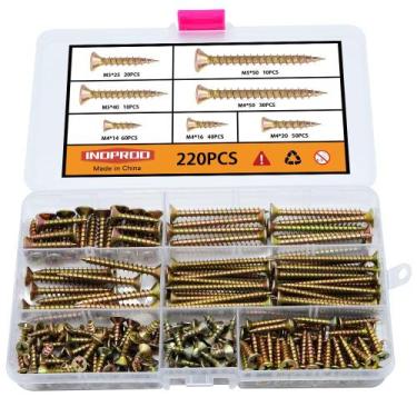 Imagem de Kit de sortimento de parafusos para madeira INDPROD M4 M5 Flat Head 22