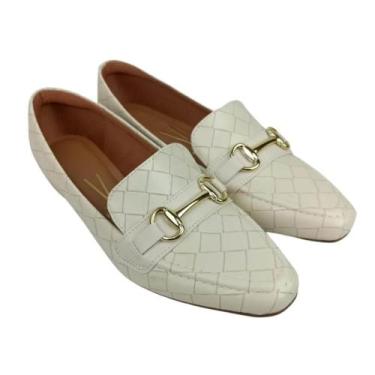 Imagem de Sapato Casual Vizzano Feminino Mocassim Tressê Branco Off modelo 1351.