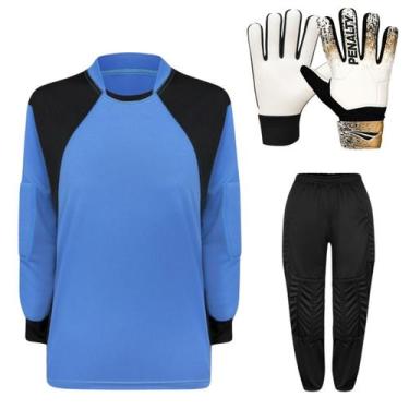 Imagem de Kit de Goleiro Infantil Camisa + Calça Acolchoada + Luva Penalty Delta