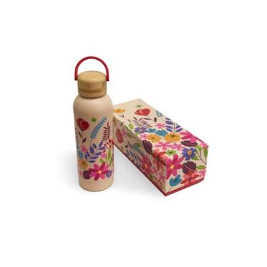 Imagem de Garrafa Termica 500 Ml Floral aço inox - Fina Idéia