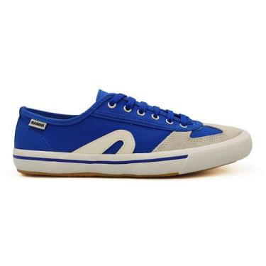 Imagem de Tênis Rainha Volei Futsal Casual Masculino Lona Camurçado Azul Branco 